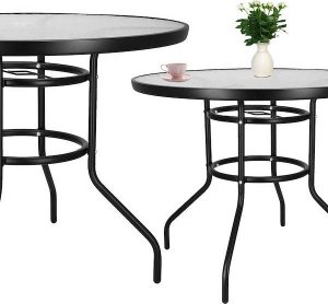 Springos Stół ogrodowy 90 cm okrągły czarny 2