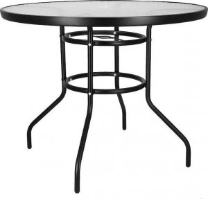 Springos Stół ogrodowy 90 cm okrągły czarny 3