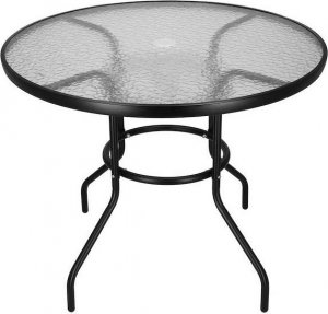 Springos Stół ogrodowy 90 cm okrągły czarny 4