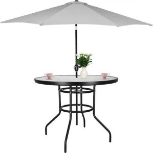 Springos Stół ogrodowy 90 cm okrągły czarny 5