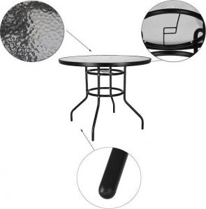 Springos Stół ogrodowy 90 cm okrągły czarny 7