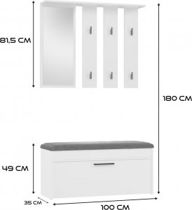 Topeshop GARDEROBA WIESZAK LUSTRO SZAFKA NA BUTY PARMA BIEL 5