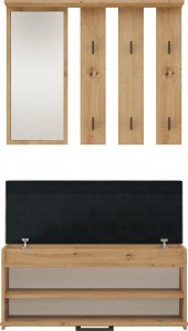 Topeshop GARDEROBA WIESZAK LUSTRO SZAFKA NA BUTY PARMA DĄB ARTISAN 2