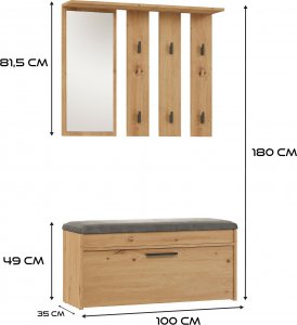 Topeshop GARDEROBA WIESZAK LUSTRO SZAFKA NA BUTY PARMA DĄB ARTISAN 5