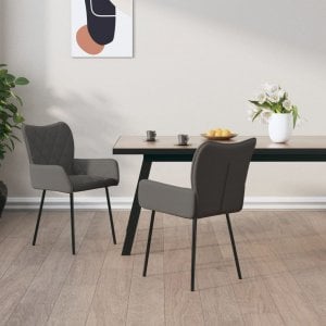vidaXL vidaXL Krzesła stołowe, 2 szt., ciemnoszare, tapicerowane tkaniną 1