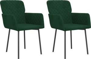 vidaXL vidaXL Krzesła stołowe, 2 szt., ciemnozielone, obite aksamitem 2