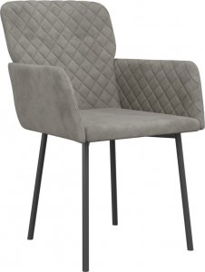 vidaXL vidaXL Krzesła stołowe, 2 szt., jasnoszare, obite aksamitem 3