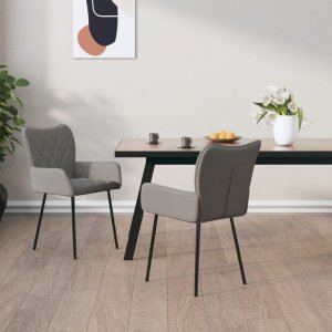 vidaXL vidaXL Krzesła stołowe, 2 szt., jasnoszare, tapicerowane tkaniną 1
