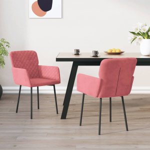 vidaXL vidaXL Krzesła stołowe, 2 szt., różowe, obite aksamitem 1