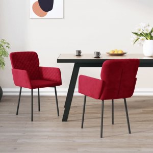 vidaXL vidaXL Krzesła stołowe, 2 szt., winna czerwień, aksamitne 1