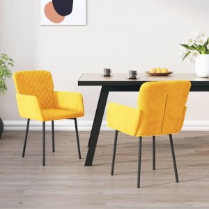 vidaXL vidaXL Krzesła stołowe, 2 szt., żółte, obite aksamitem 1
