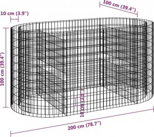vidaXL vidaXL Podwyższona donica gabionowa galwanizowane żelazo 200x100x100cm 8