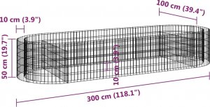 vidaXL Podwyższona donica gabionowa galwanizowane żelazo 300x100x50 cm 7