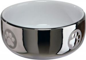 Trixie Miska dla kota, ceramiczna, 0.3 l/ 11 cm, srebrno/biała 1