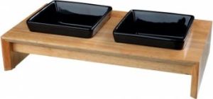 Trixie Zestaw misek,ceramiczno/drewniany , 2 × 0.4 l, 36 × 19 × 7 cm, miski: czarne 1