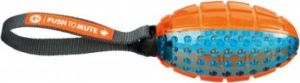 Trixie Piłka rugby na sznurku, możliwość wyciszenia dźwięku, 12 cm/27 cm, orange/blue 1