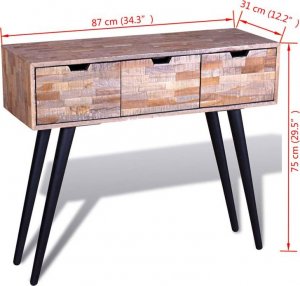 Elior Drewniana konsola z trzema szufladami - Aloca 7