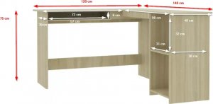 Biurko Elior Merfis 3X Szare 140 cm x 120 cm 7