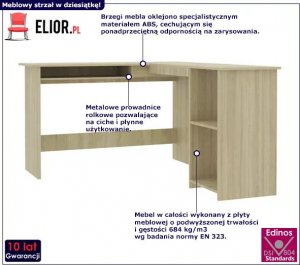 Biurko Elior Merfis 3X Dąb Sonoma 140 cm x 120 cm 2