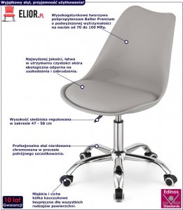 Krzesło biurowe Elior Szare młodzieżowe krzesło obrotowe - Fernis 2