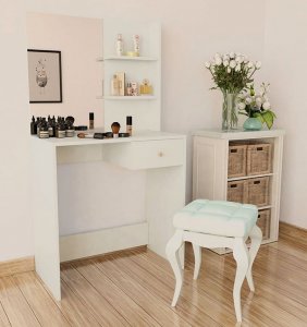 Elior Biała toaletka z lustrem szufladą i półkami - Weri 3