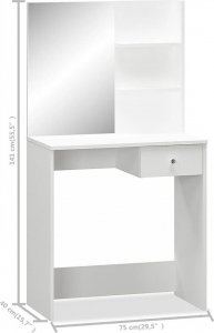 Elior Biała toaletka z lustrem szufladą i półkami - Weri 5