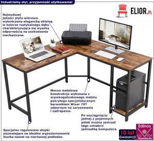 Biurko Elior Wagacio Brązowe 138 cm x 138 cm 2