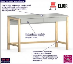 Biurko Elior Biurko do pokoju dziecięcego szare - Roler 3X 60x120 2