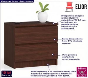 Elior Klasyczna komoda z szufladami wenge - Parin 3X 2