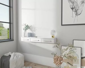 Elior Biała półka wisząca z szufladami - Siris 3