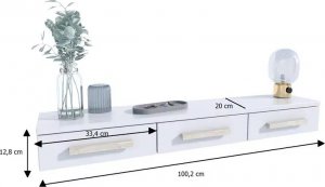 Elior Biała półka wisząca z szufladami - Siris 4