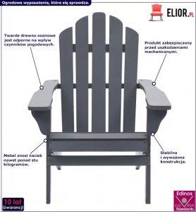 Elior Szare drewniane krzesło ogrodowe - Calan 2