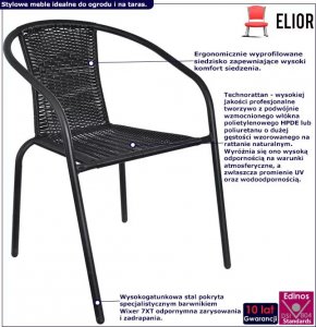 Elior Czarny fotel ogrodowy typu bistro - Merisa 2