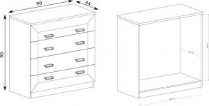 Elior Komoda z szufladami dąb stuletni - Tilda 2X 8