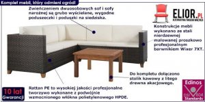 Elior Rattanowy 4-częściowy zestaw wypoczynkowy brązowy  Nolan 2
