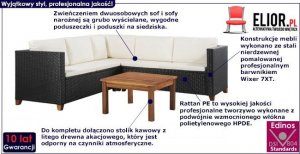 Elior Rattanowy 4-częściowy zestaw wypoczynkowy czarny  Nolan 2