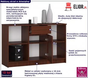 Elior Klasyczna komoda z półkami wenge - Fillo 3X 3