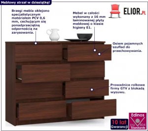 Elior Klasyczna komoda z szufladami wenge - Dalmos 3X 2