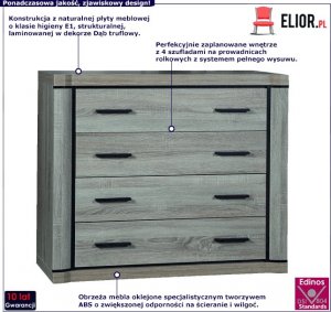 Elior Komoda z szufladami dąb truflowy - Verna 4X 2