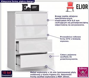 Elior Biała komoda w połysku do salonu - Ranti 4X 2