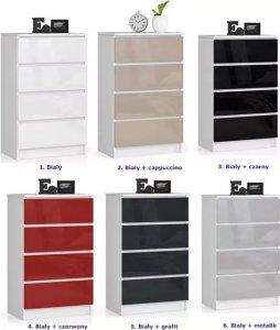 Elior Biała komoda w połysku do salonu - Ranti 4X 4