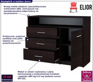 Elior Komoda z szufladami i półkami do salonu wenge - Migres 4X 2