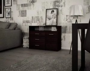Elior Komoda z szufladami i półkami do salonu wenge - Migres 4X 3