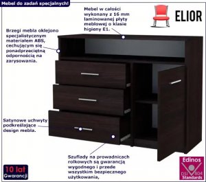 Elior Minimalistyczna komoda z szufladami wenge - Pirex 3X 2
