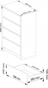 Elior Komoda z szufladami do biura wenge - Ranti 3X 3