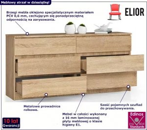 Elior Skandynawska komoda z gładkim frontem dąb sonoma - Olin 3X 2