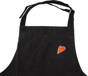 Orion Fartuch kuchenny z kieszonką bawełniany wiązany czarny serduszka 3