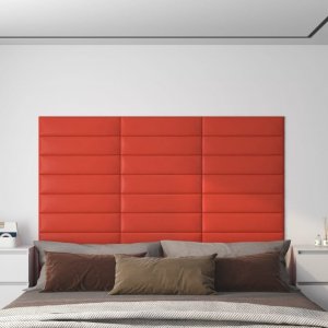 vidaXL vidaXL Panele ścienne, 12 szt., czerwone, 60x15 cm, sztuczna skóra 1