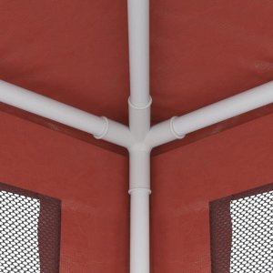 vidaXL vidaXL Namiot imprezowy z 4 siatkowymi ścianami, czerwony, 2x2 m, HDPE 6