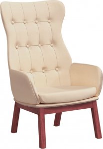 vidaXL vidaXL Fotel wypoczynkowy, kremowy, obity tkaniną 2